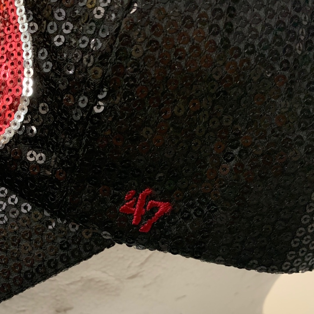 Arizona Diamondbacks 47 Black Cap with Red and Silver Sequins MLB - Picture 2 of 10